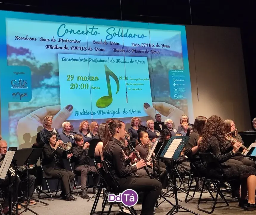 Actuaci&oacute;n de la Banda de M&uacute;sica de Ver&iacute;n durante el Concierto Solidario con las entidades sociales.