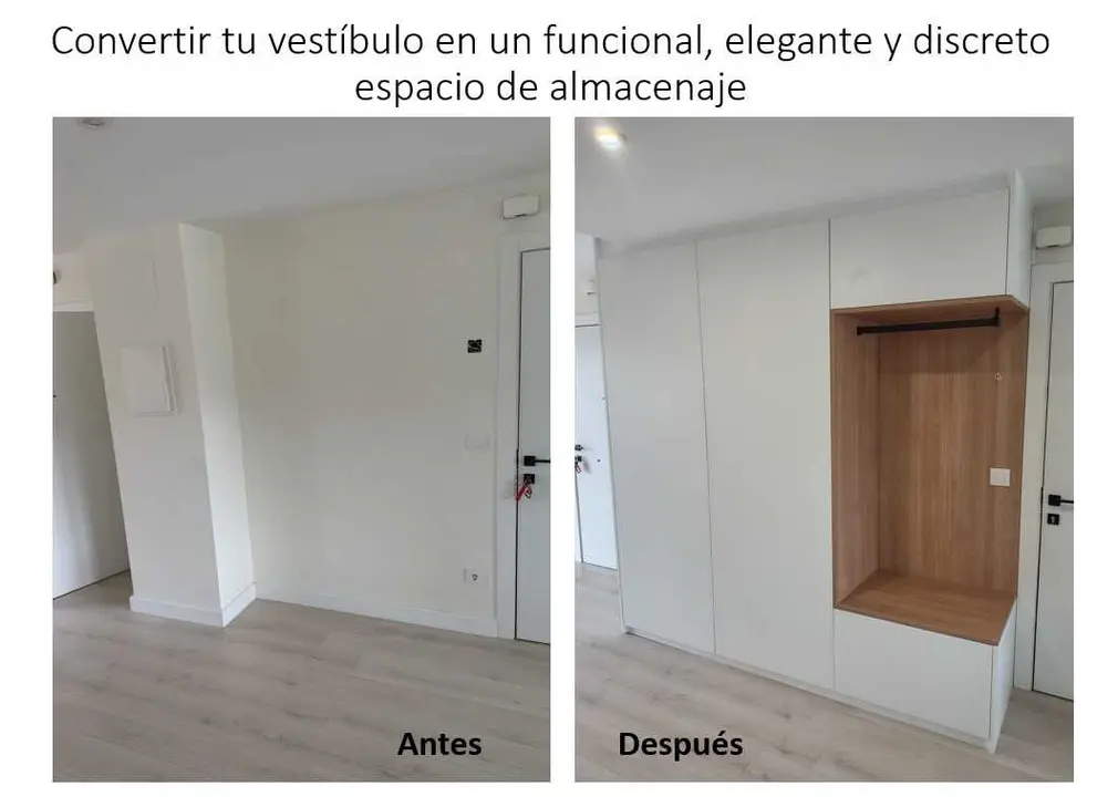 2025 Carpinter&iacute;a CMD, armario para hall, antes y despu&eacute;s, foto CMD