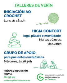 Cartel informativo sobre as actividades de AECC en Ver&iacute;n.