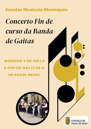 Cartel do concerto da banda de gaitas en Viana.