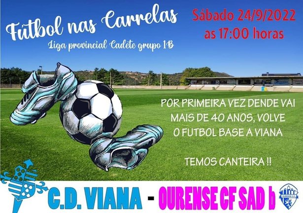O sábado, o cadete do C.D Viana xogará contra os rapaces do Ourense C.F. B