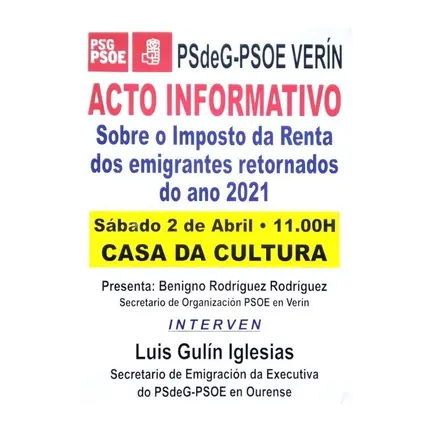 Cartel do acto informativo do PSdeG.