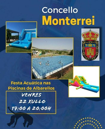 Cartel da festa acuática de Monterrei.