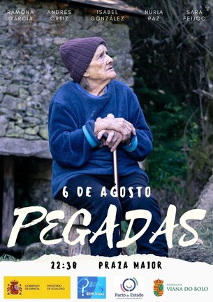 Cartel da proxección do documental "Pegadas" en Viana do Bolo.