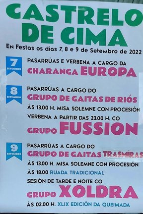 Cartel das festas en Castrelo de Cima, Riós.