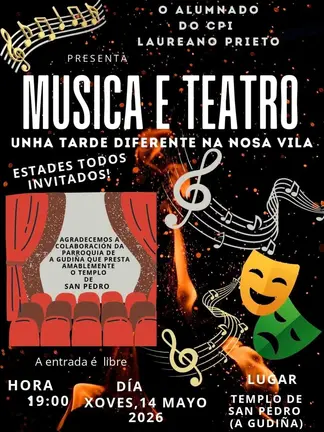 Cartel oficial del evento cultural organizado por el centro educativo en A Gudi&ntilde;a.