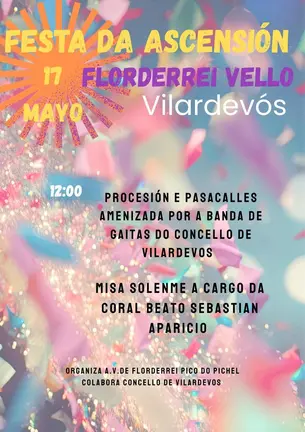 Programaci&oacute;n de la Festa da Ascensi&oacute;n en Florderrei Vello, Vilardev&oacute;s.
