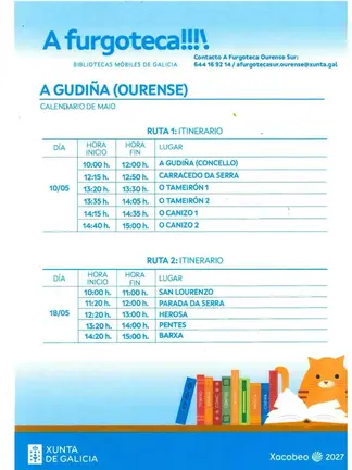 A Furgoteca visitar&aacute; o Concello da Gudi&ntilde;a dous d&iacute;as neste mes de maio.