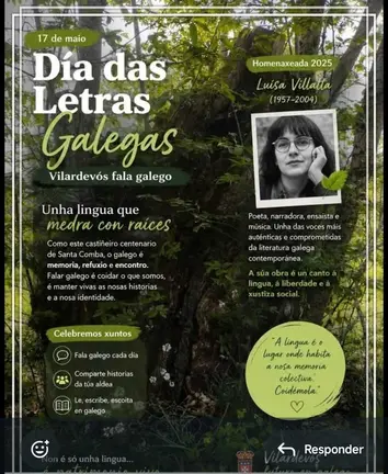 Captura da publicaci&oacute;n err&oacute;nea no D&iacute;a das Letras Galegas que foi retirada de xeito apresurado das redes de Vilardev&oacute;s.