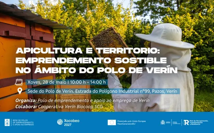 Cartel da xornada t&eacute;cnica sobre apicultura organizada polo Polo de Emprendemento de Ver&iacute;n.