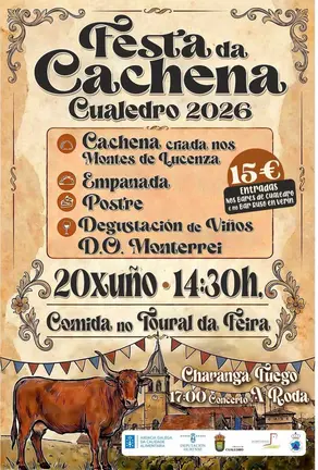 Cartel anunciador da primeira Festa da Cachena de Cualedro, que ter&aacute; lugar no Toural da Feira.