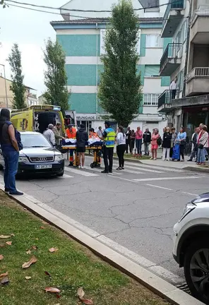 La ambulancia del 061 y agentes de la Polic&iacute;a Local, en el lugar del atropello registrado este jueves en un paso de peatones de Ver&iacute;n. | Foto: Cedida.