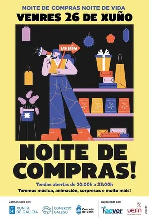 El comercio local de Ver&iacute;n abre sus puertas en horario nocturno el 26 de junio en la Noche de Compras organizada por AEVER.