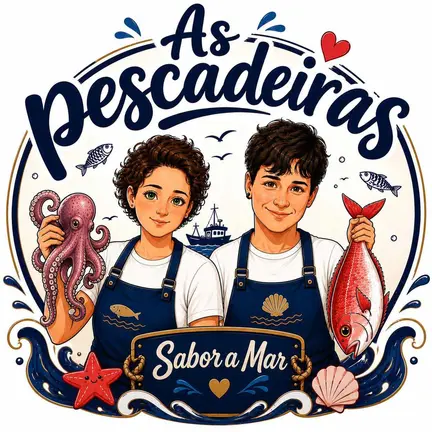 Caricatura das Pescadeiras, Tania e Mar&iacute;a Alegr&iacute;a.