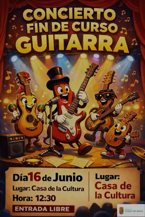 Cartel del concierto de fin de curso de guitarra organizado por el Concello de Viana do Bolo.