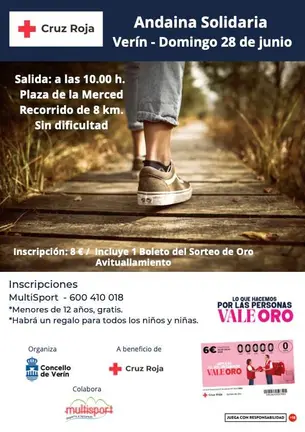 Cartel de la Andaina Solidaria de Ver&iacute;n organizada por el Concello y Cruz Roja.