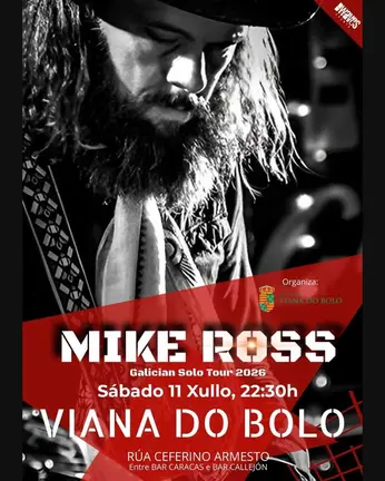Cartel do concerto de Mike Ross en Viana do Bolo.