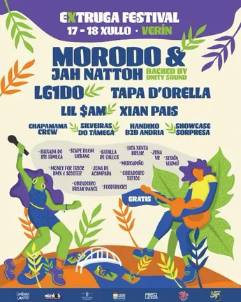 Cartel do Extruga Festival 2026, os d&iacute;as 17 e 18 de xullo en Ver&iacute;n.