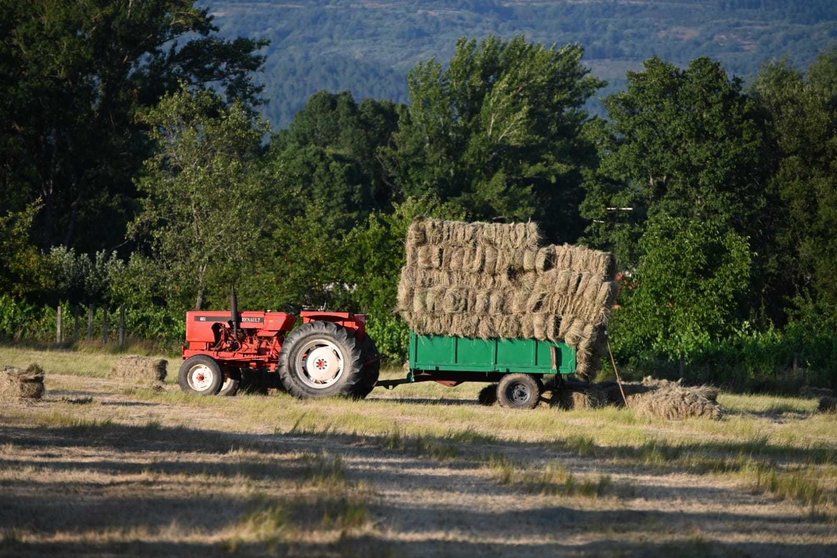 O tractor do que se precipitou a veciño de Castrelo. | FOTO: Noelia Caseiro.