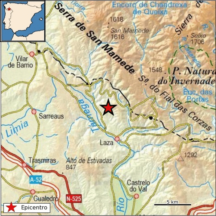 Último terremoto registrado en Laza, con epicentro en O Navallo.