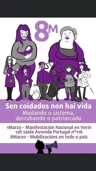 A manifestaci&oacute;n unitaria do 8M deste 2020 celebrarase en Ver&iacute;n o domingo, 1 de marzo.