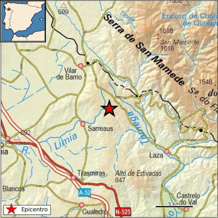 Entre Couso (Sarreaus) y Alberguería (Laza) se sitúa el epicentro del nuevo sismo.