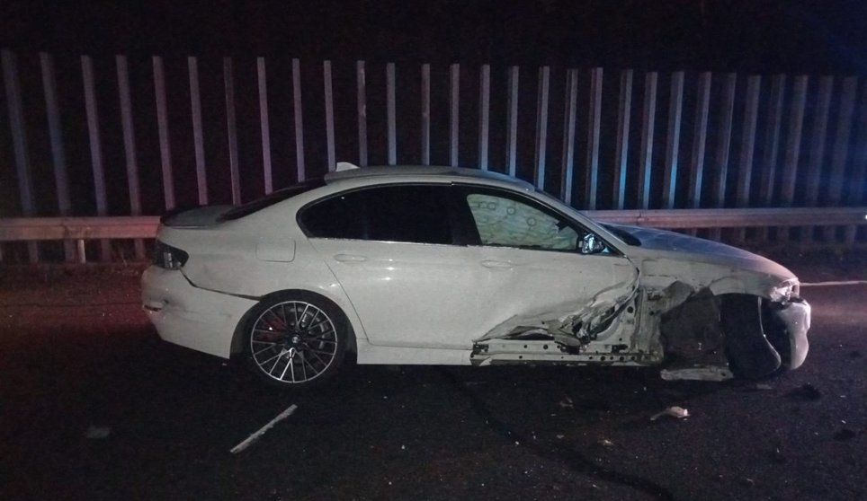 Estado del BMW que perdió el control y originó el accidente.