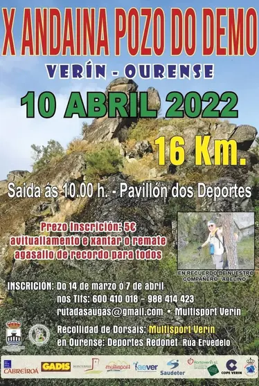 Cartel da d&eacute;cima andaina ao Pozo do Demos, o 10 de abril.