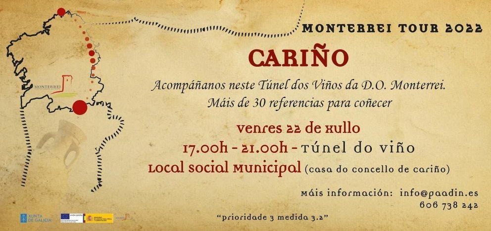 Cartel promocional do Túnel do Viño da D.O. Monterrei en Cariño.