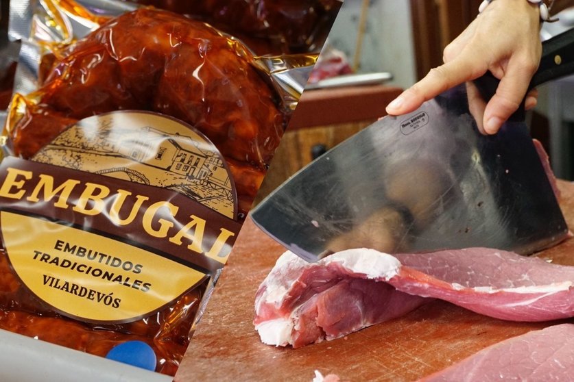 Embugal prepara embutidos a partir dos animais que crían e tamén venden a súa carne ó corte nas carnicerías Domingo. | FOTO: Iván Iglesias.