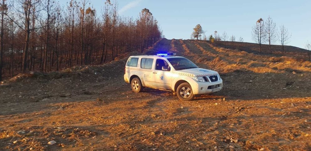 Un vehículo de Protección Civil que este sábado participó en el dispositivo de otro desaparecido en Lobios.