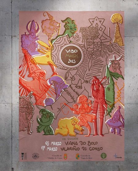Cartel oficial del festival ViBoMask, diseñado por David AG.