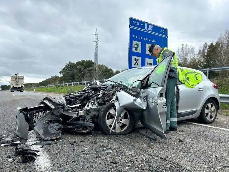 El veh&iacute;culo de la verinense accidentada. | FOTO: Guardia Civil.