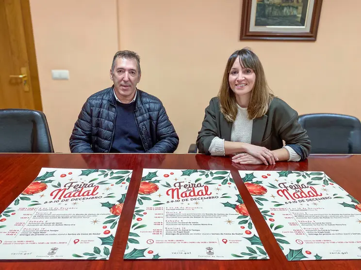 Manuel Lorenzo e Samanta Barreira, na presentaci&oacute;n da Feira de Nadal 2023. | FOTO: Carlos Montero.