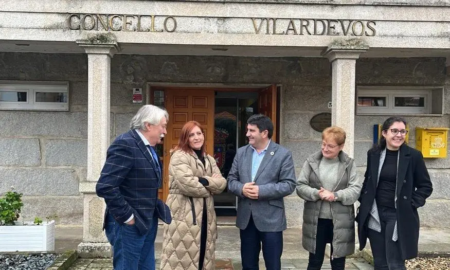 Emilio Gonz&aacute;lez, Eva P&eacute;rez, Pedro Blanco visita delegado vilardev&oacute;s 202312