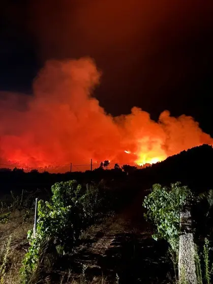 El fuego se declar&oacute; en los montes que comunican O Rosal con la vecina localidad de O&iacute;mbra.