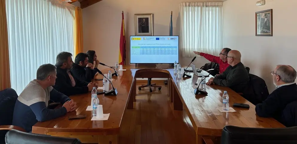 Eladio Santos, subdelegado, segundo por la derecha, presidi&oacute; la reuni&oacute;n celebrada en el Concello de A Gudi&ntilde;a.