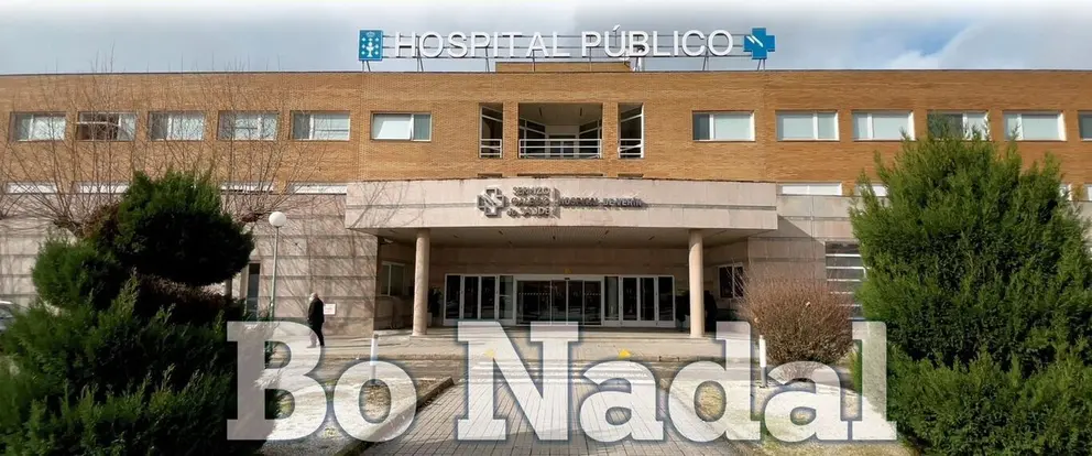 Fachada del Hospital de Ver&iacute;n con felicitaci&oacute;n navide&ntilde;a.