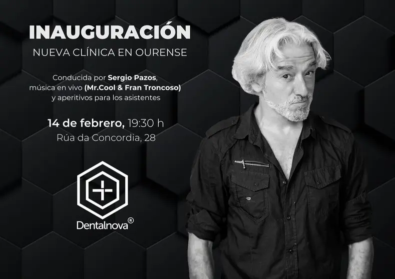 Sergio Pazos, maestro de la ceremonia de inauguraci&oacute;n de la nueva cl&iacute;nica de Dentalnova.