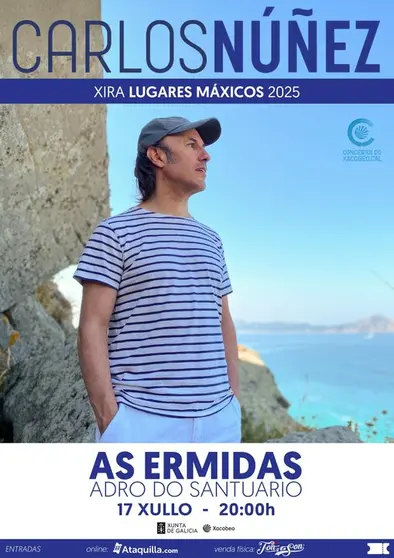 Cartel Carlos N&uacute;&ntilde;ez, actuaci&oacute;n As Ermidas 17 xullo.