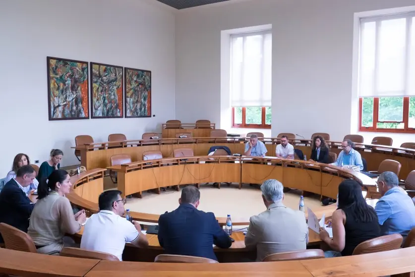 Plataforma Dereito ao Tren junto a representantes pol&iacute;ticos del Parlamento de Galicia.