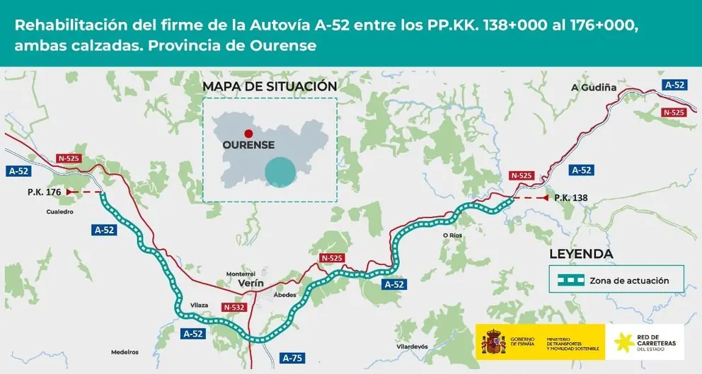 Tramo de la A-52 en donde se realizar&aacute; la mejora.