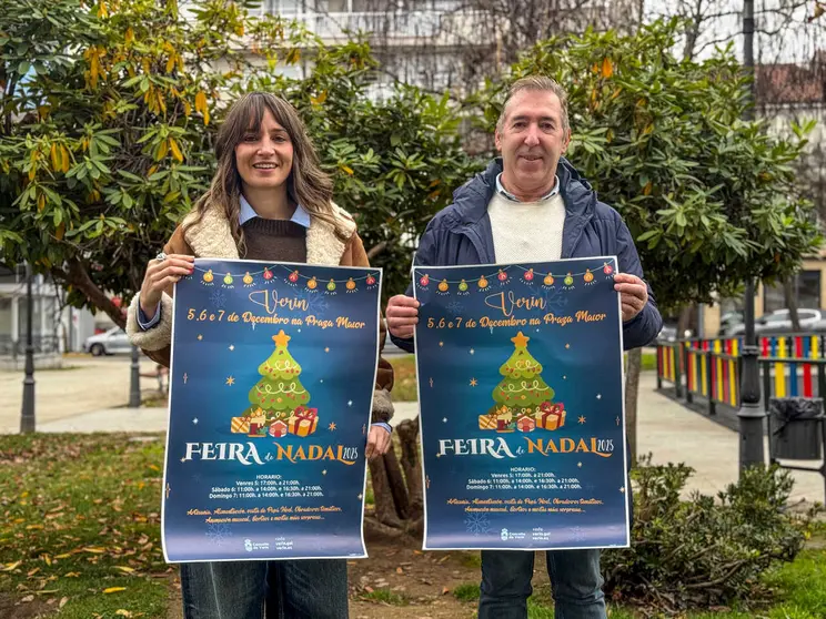 Los ediles del Concello de Ver&iacute;n Samanta Barreira y Manuel Lorenzo, responsables de la organizaci&oacute;n de la feria. | FOTO: Carlos Montero.