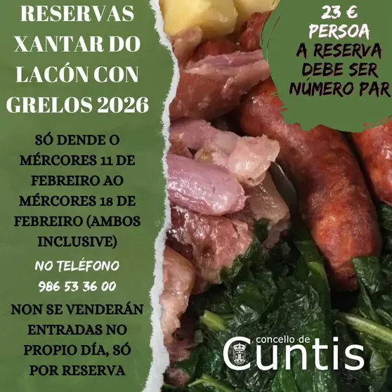 Cartel do xantar da festa do Lac&oacute;n con Grelos de Cuntis.