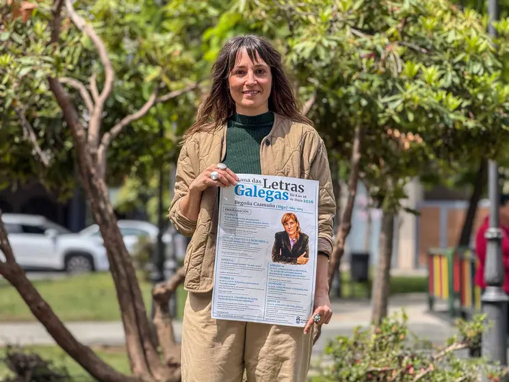 A concelleira Samanta Barreira presenta o cartel das Letras Galegas 2026 en Ver&iacute;n.