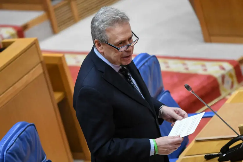 O conselleiro Antonio G&oacute;mez Caama&ntilde;o, no pleno do Parlamento deste m&eacute;rcores.