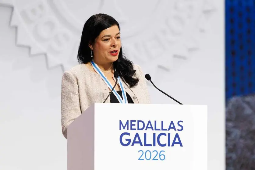 Beatriz Gil Fern&aacute;ndez, en su discurso a los presentes tras ser condecorada.