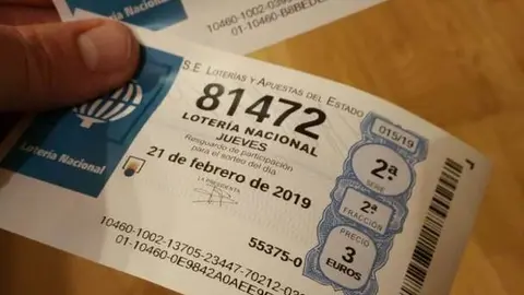 Los d&eacute;cimos premiados de la Loter&iacute;a Nacional de este jueves.
