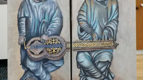 Jorge e Alba  t&iacute;tulo-M&uacute;sicos do P&oacute;rtico da Gloria- Zanfona