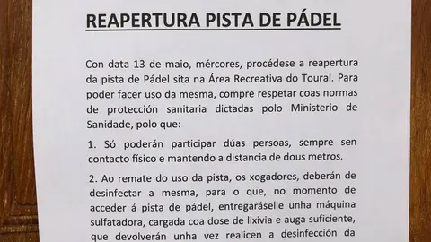 El bando del alcalde de Laza en el que obliga al uso de la sulfatadora al terminar el partido de p&aacute;del.